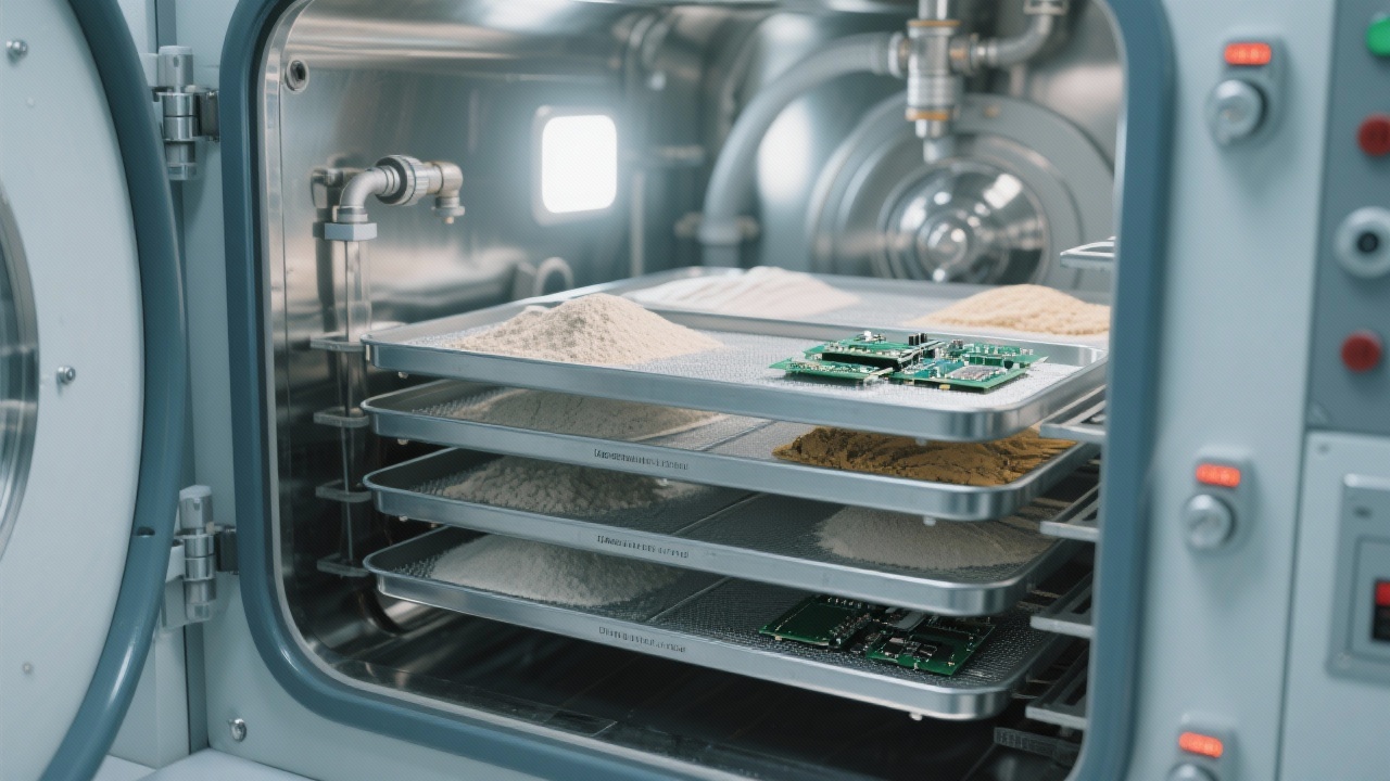 Detalle de la cámara interior y la ventana de observación del secador DZ - 1BCII