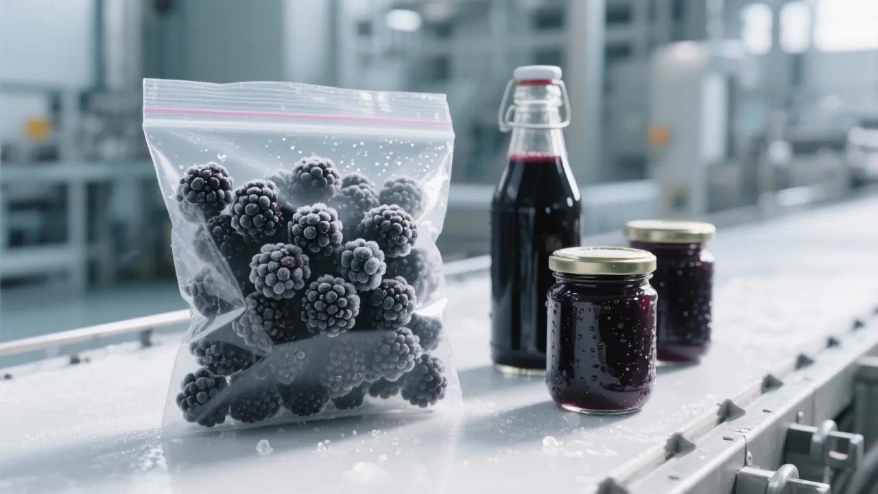 Microscopic comparison of berry cell structure before and after IQF freezing showing intact cells