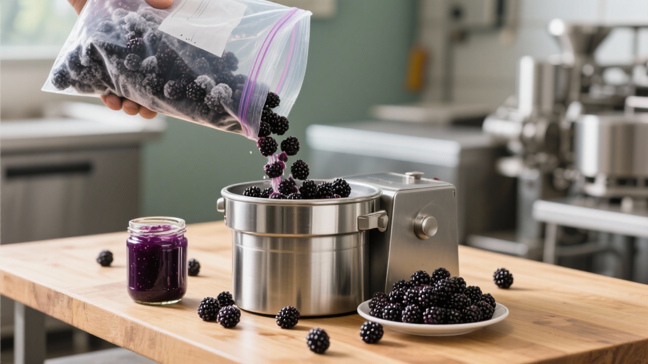 Frozen raspberries in a stainless steel bowl, showing vibrant red color and intact fruit structure