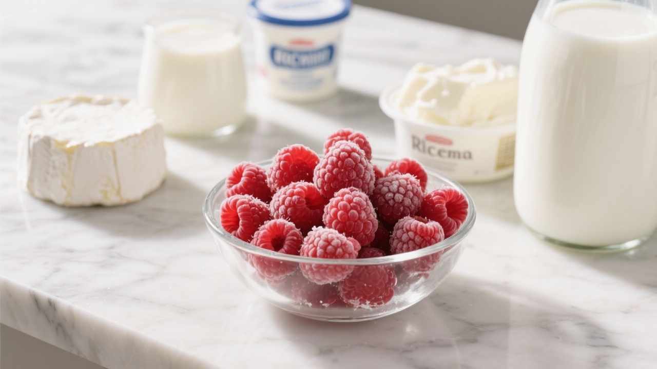 A nutritionist analyzing frozen red raspberry powder used in dairy formulations