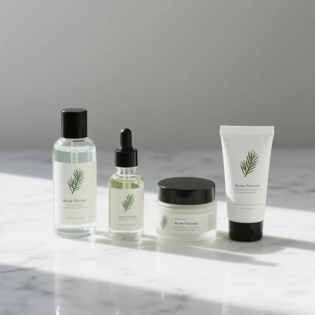 Acne Treatment 4-Piece Facial Skin Care Set with Moisturizing and Oil Control Serum Toner Cream Cleanser