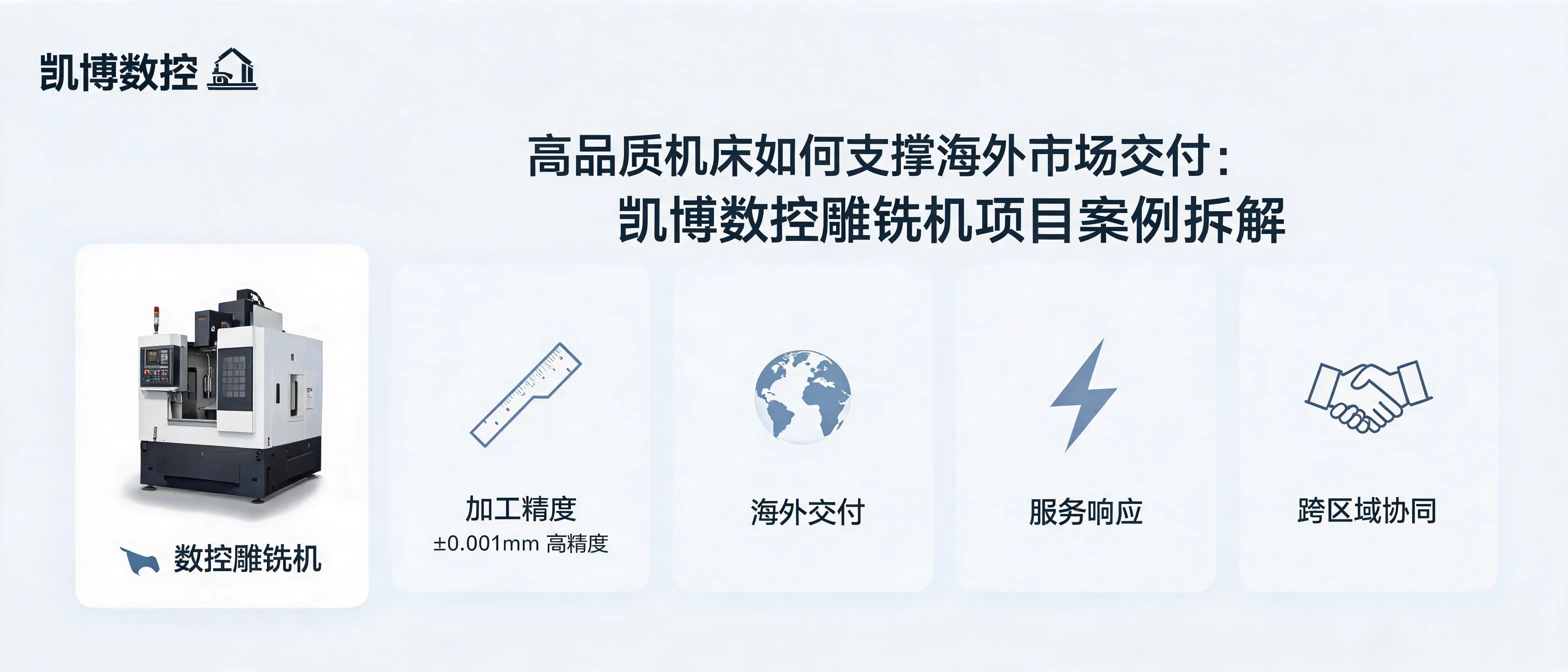 凯博数控数控雕铣机海外交付案例，展示机床稳定性、加工精度与服务协同能力