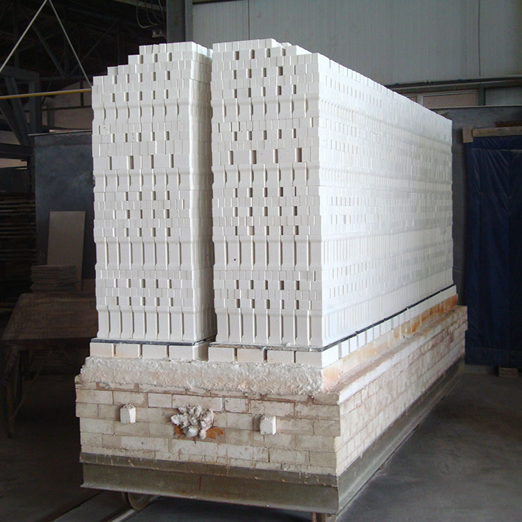 Microstructural image of composite corundum-mullite tray showing microcracks after sintering