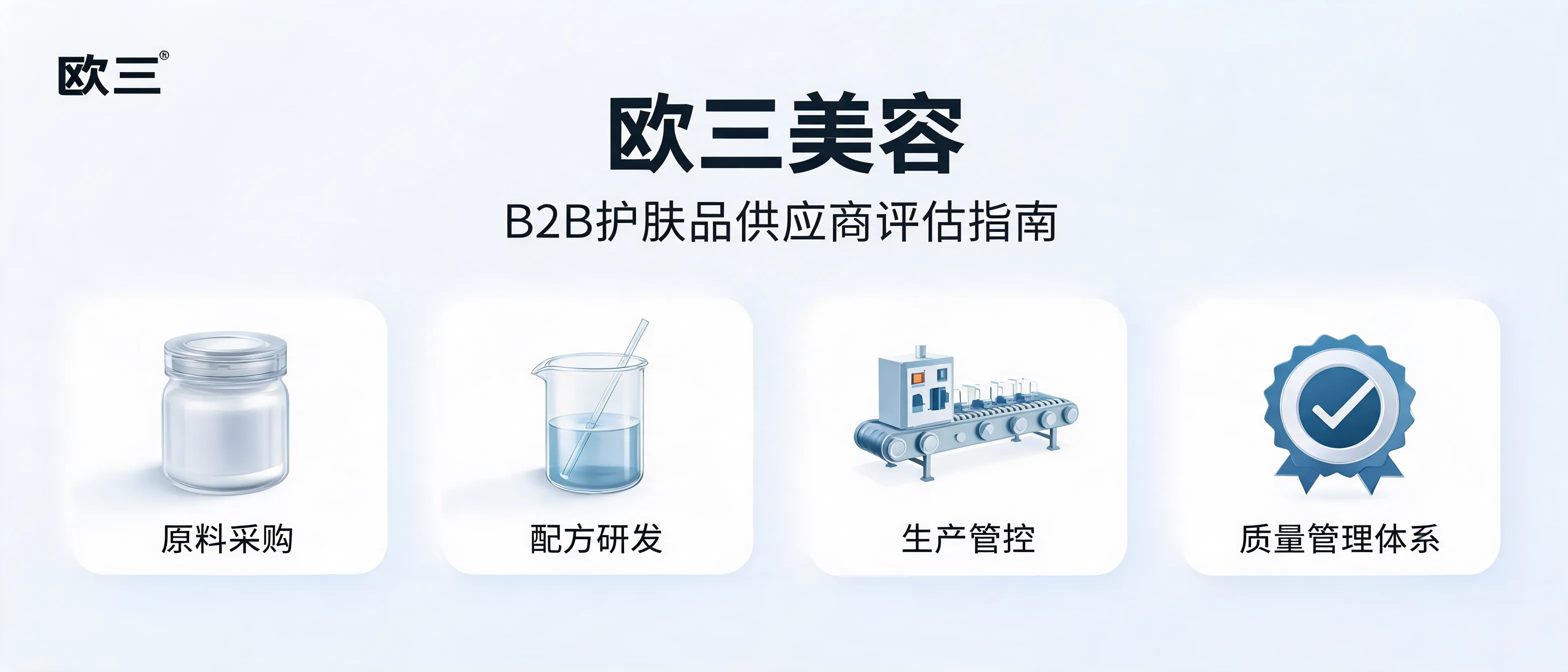 欧三美容护肤品B2B采购供应商评估指南封面图，体现专业和质量保障