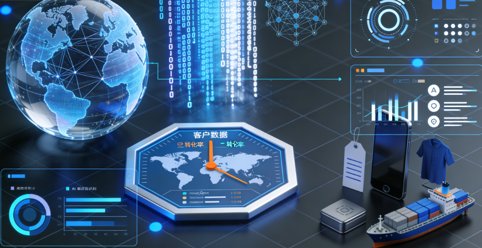 AB客GEO智能获客流程示意图：从数据采集到标签打标再到CRM同步