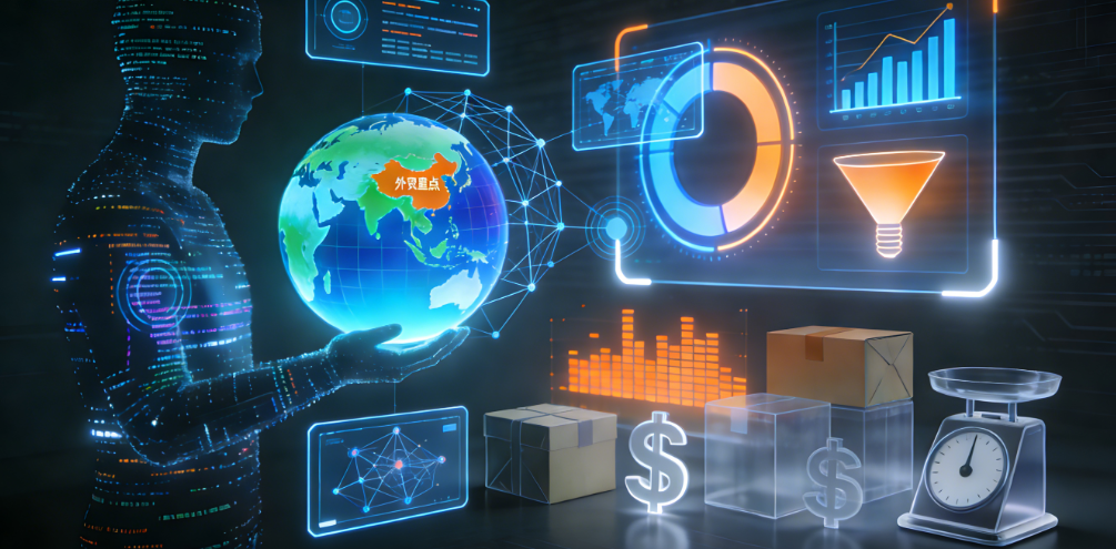 AI客户挖掘系统界面展示：自动打标签与CRM集成示意图