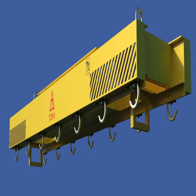 Cross-section diagram showing internal structure of the high-altitude lifting release beam with labeled components including load-bearing points, anti-static coating, and modular connectors.