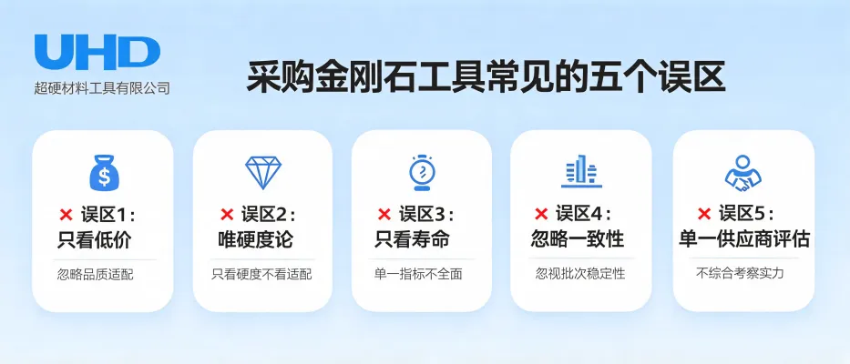 Industrial diamond tool procurement guide by UHD, highlighting common selection mistakes and evaluation criteria