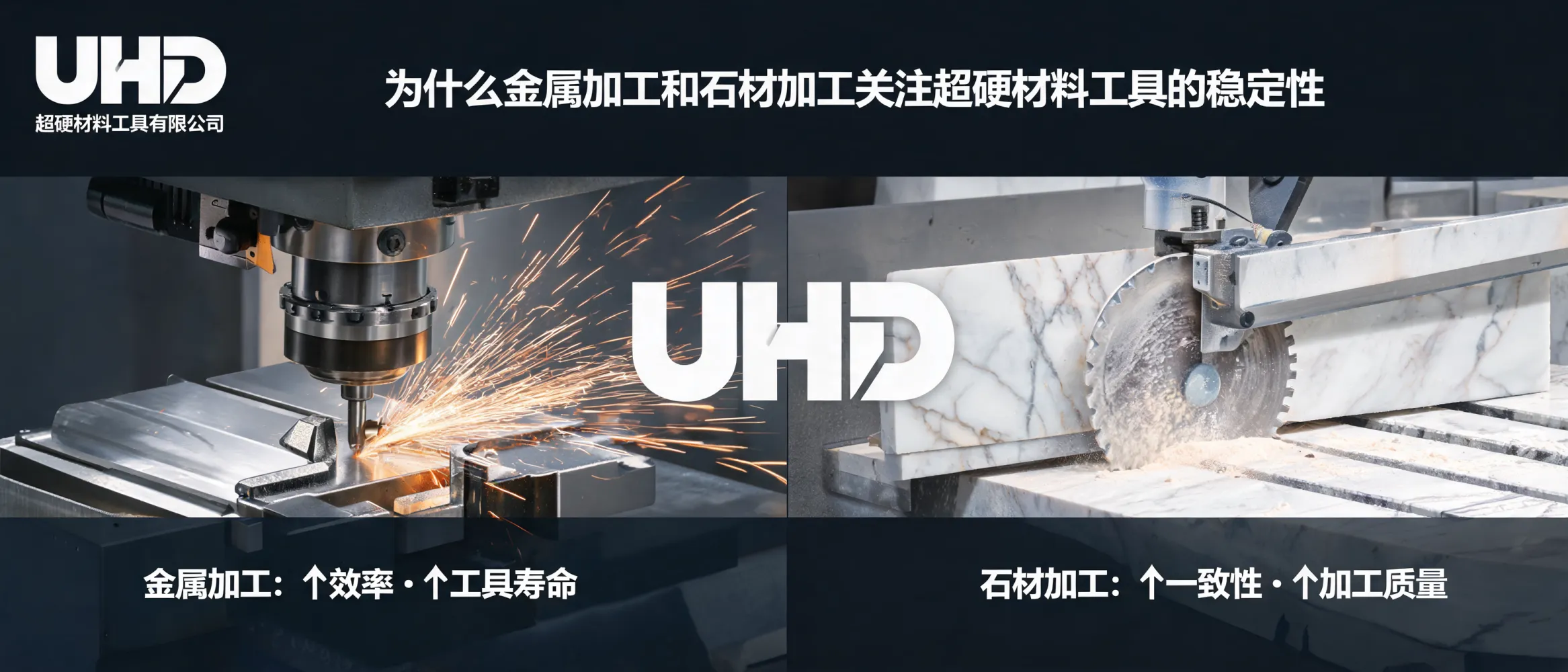 Outils en matériaux ultradurs UHD utilisés dans le travail des métaux et de la pierre assurant une grande stabilité