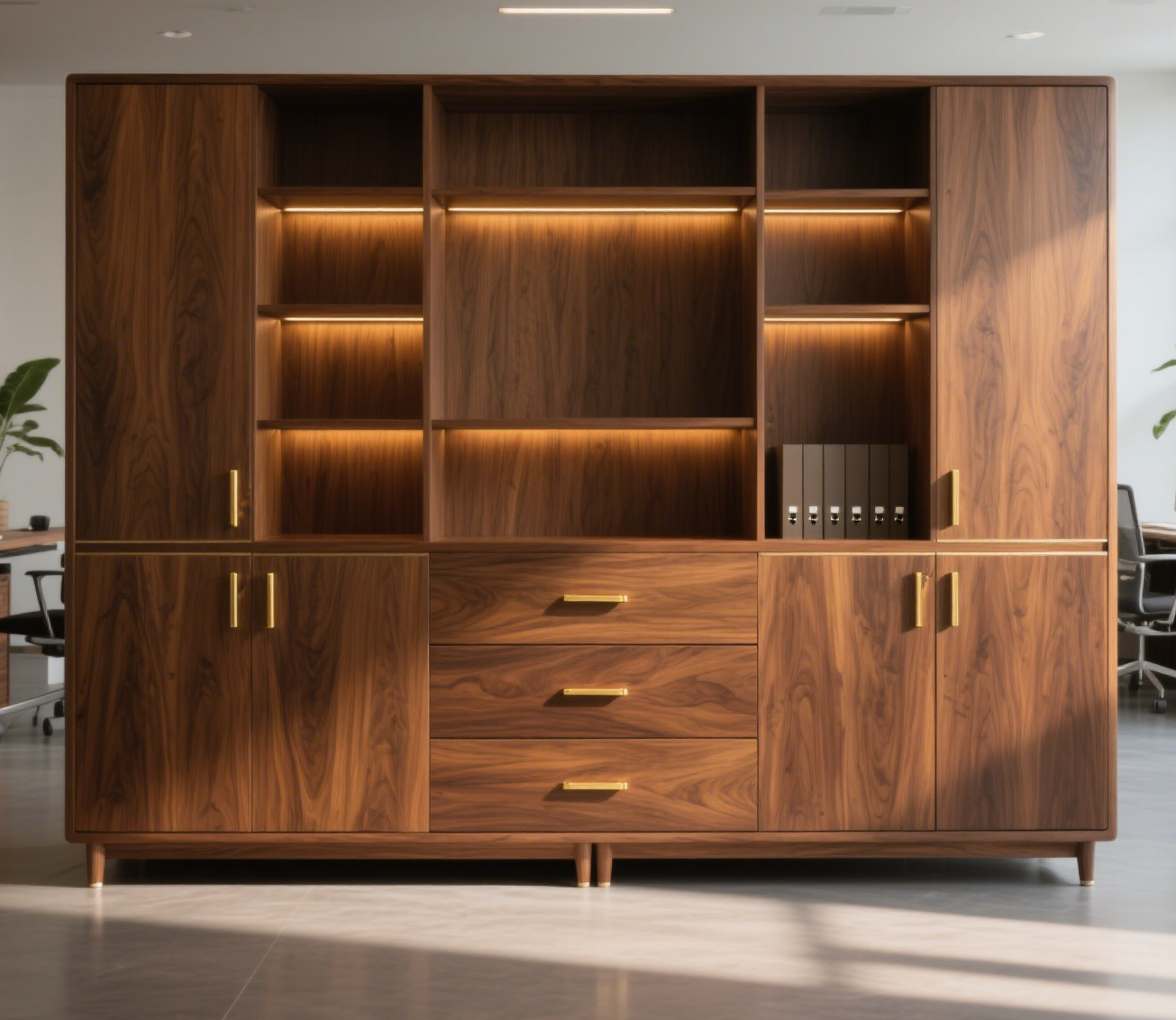 잘 관리된 고품질 원목 거실 가구 세트 모습