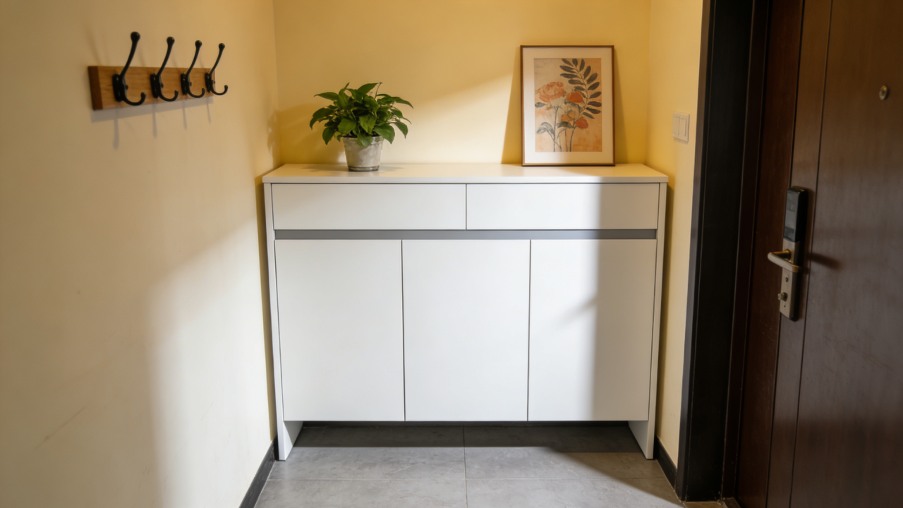 Ejemplo práctico: comparación de diferentes variantes de distribución de armarios empotrados en el recibidor en apartamentos pequeños y grandes.