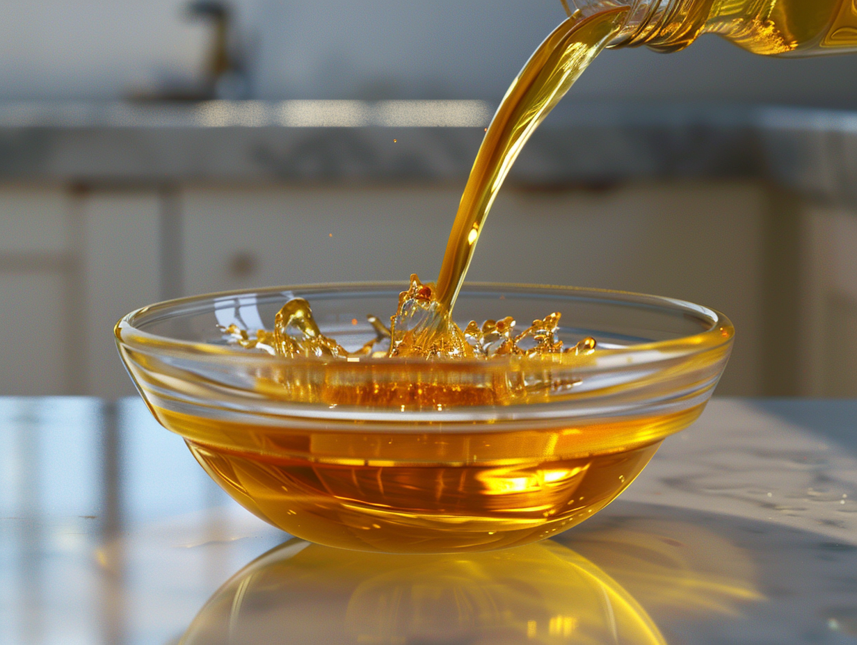 Tiger nut oil and powder on a wooden table