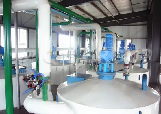 Equipment for removing wax from corn germ oil (winterization system) is used to remove wax and improve the oil’s clarity at low temperatures.