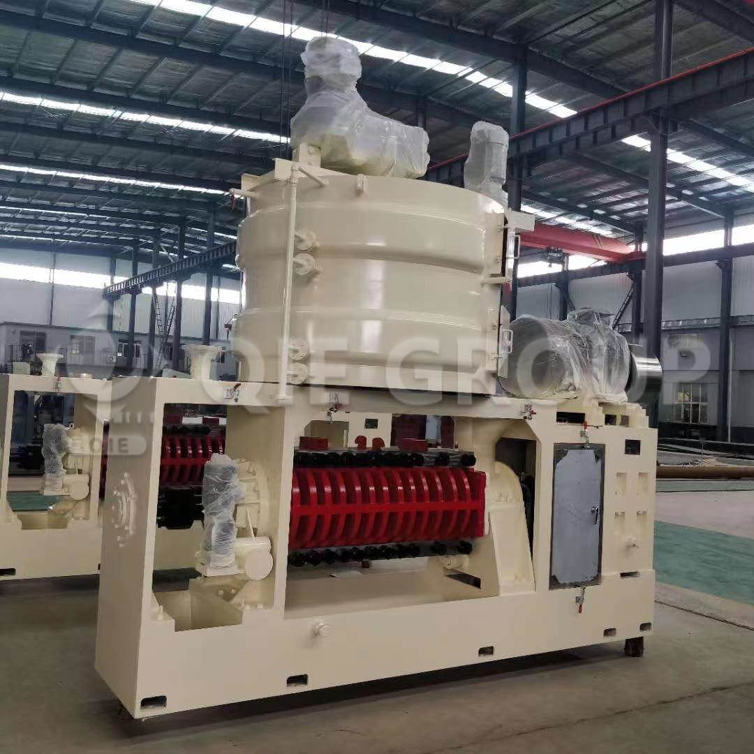 Double screw oil press for high-efficiency edible oil extraction