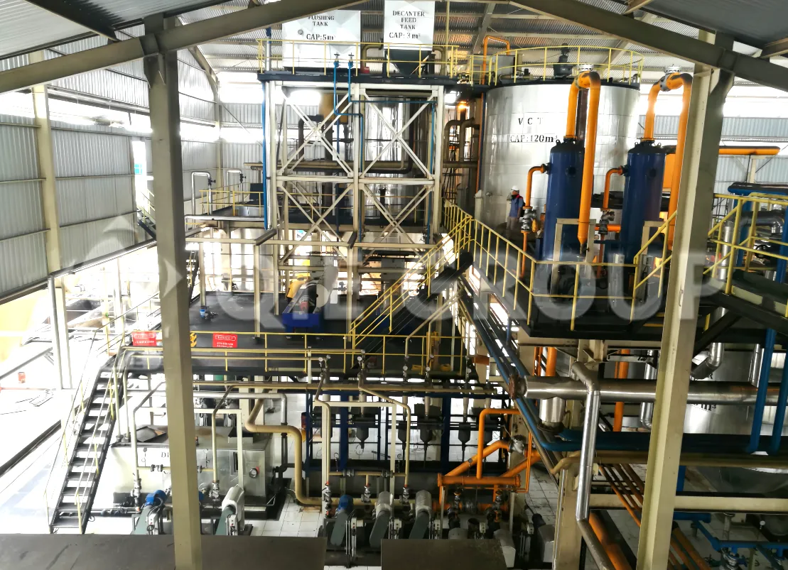Modern edible oil factory workshop with advanced processing equipment