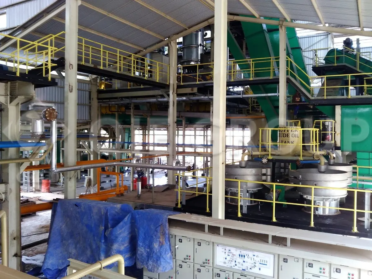 Layout of automated equipment in palm oil processing workshop
