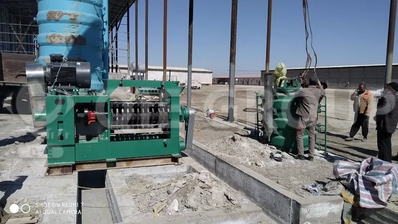 用于现代油脂加工厂高效出油的葵花籽油榨油机。