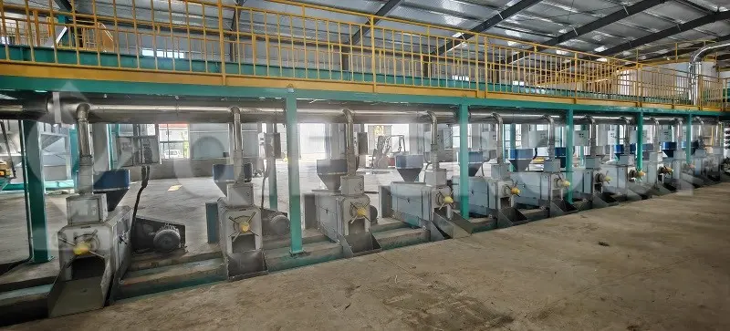 花生油压榨机：通过对花生进行连续压榨以获得毛油，并控制出油率和油渣饼的质量。