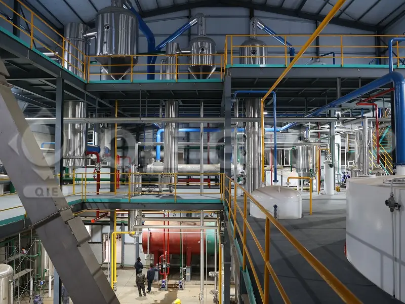 Rice bran oil refining workshop with dewaxing and refining system