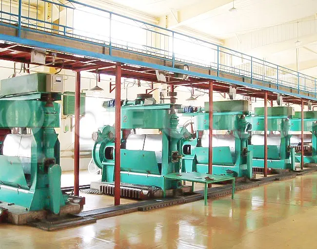 Taller comercial de prensado continuo de aceite de nuez con líneas automatizadas de alimentación y prensado