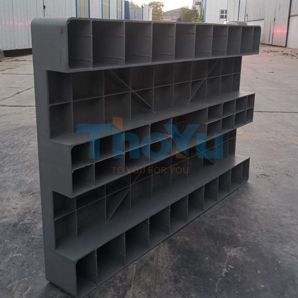 Finished pallet blocks stacked neatly in a modern warehouse environment