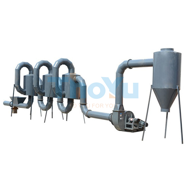 Cyclone dust collector connected to a wood shavings rotary drum dryer for particulate separation and cleaner exhaust