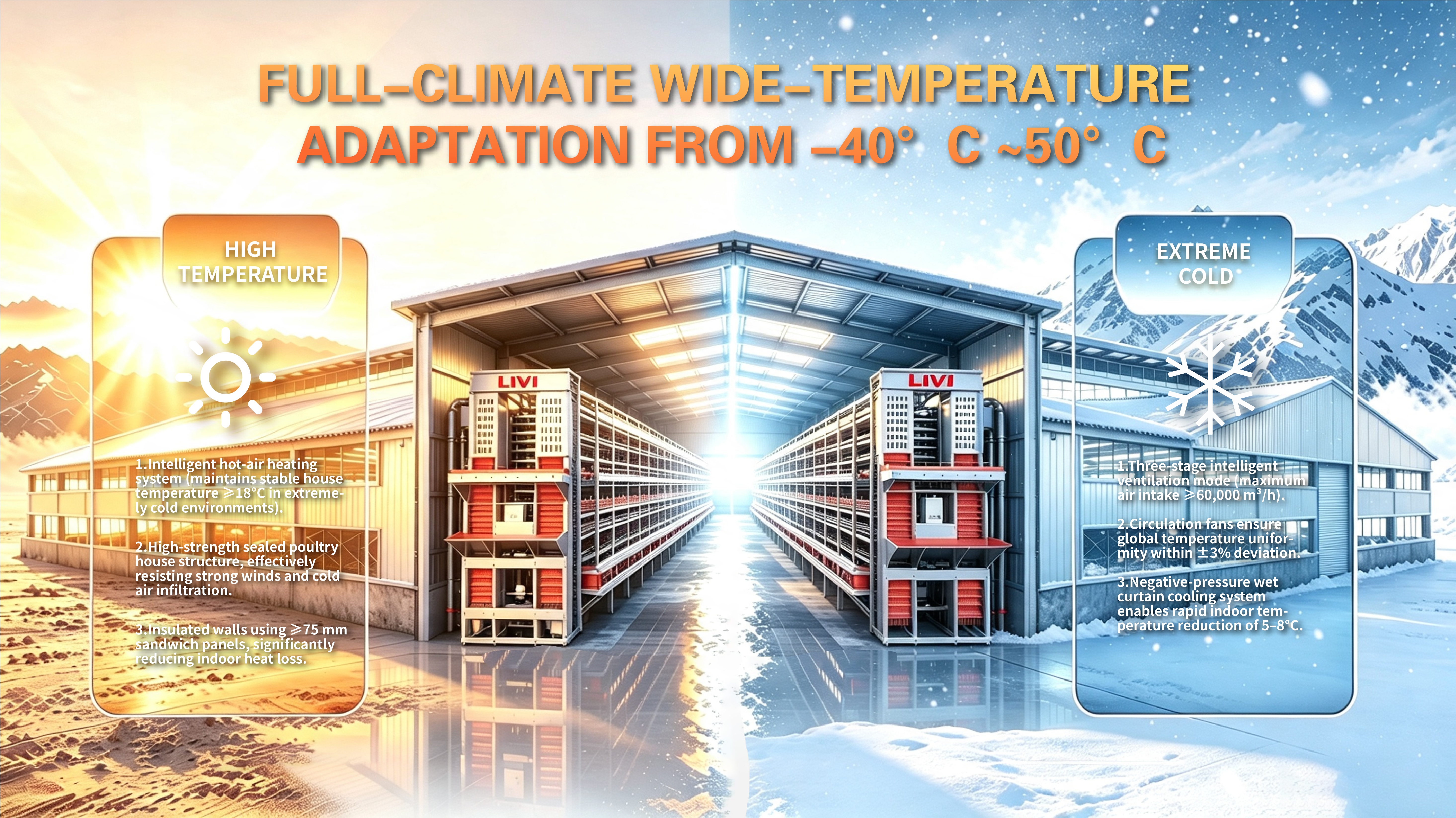Climate adapted poultry house