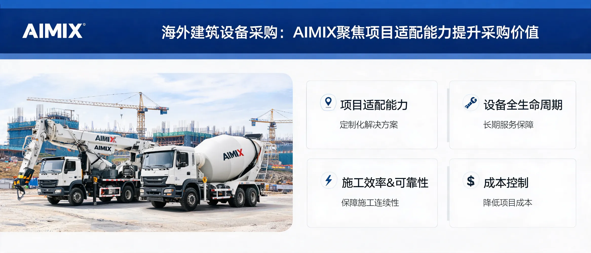 Peralatan konstruksi AIMIX yang terintegrasi dengan solusi adaptasi proyek untuk pasar internasional
