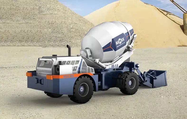 AIMIX AS-5.5自装式混凝土搅拌车在高速公路路基施工现场