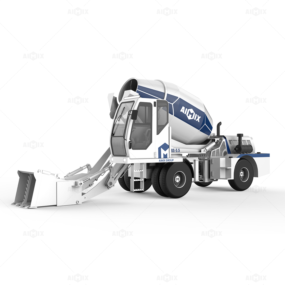 Diagrama del sistema de mezcla de doble hélice en el camión mezclador autoloader AIMIX AS - 6.5