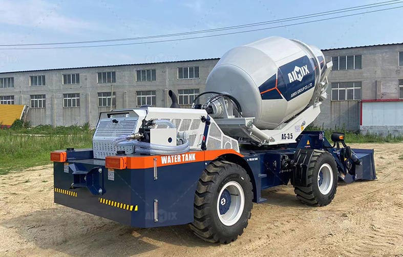 Chasis articulado y neumáticos de ingeniería del mezclador de concreto