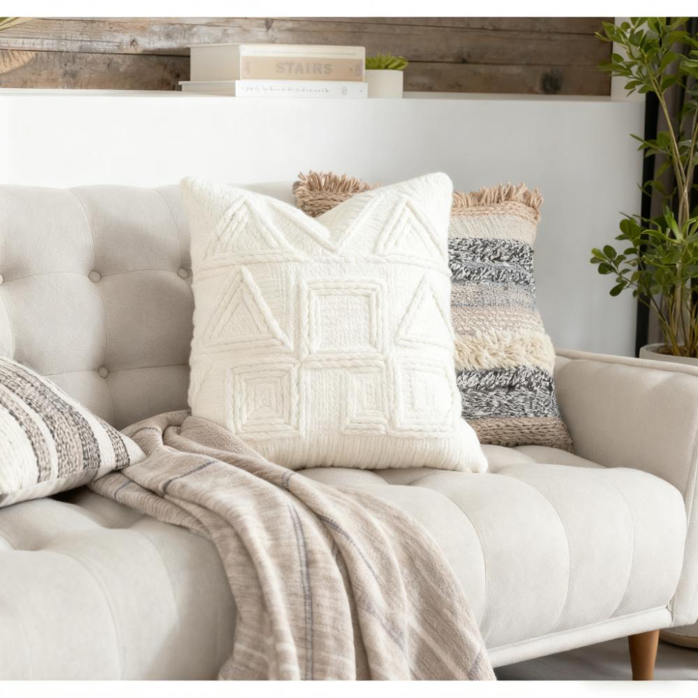 Cotton quilted throw pillow representing global B2B home furnishings supply and cross-border cooperation