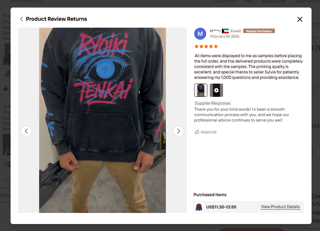 YUKAIHE : retours clients sur la production OEM de vêtements sur mesure