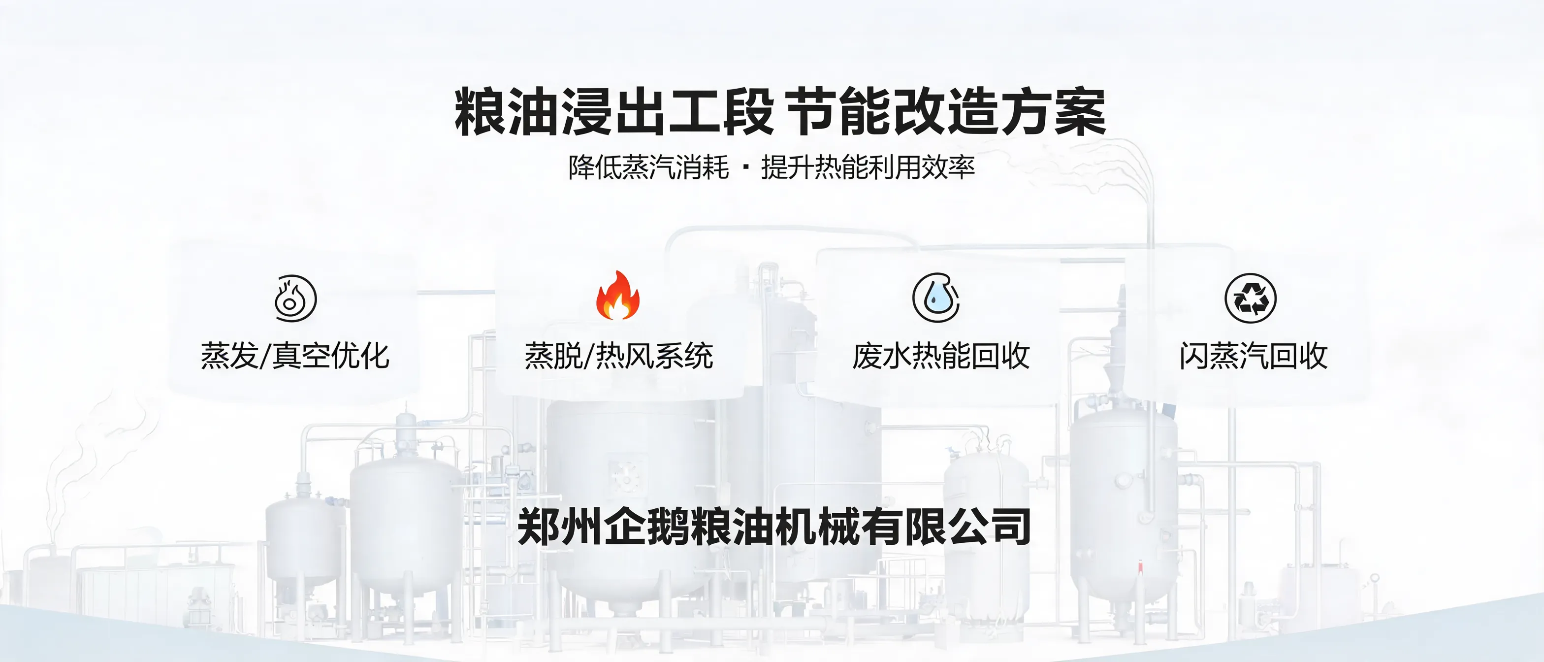 粮油浸出生产线蒸发、蒸脱与热能回收系统节能改造示意图