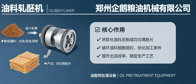 油料轧胚机在粮油加工预处理环节压制胚片并提升出油效率