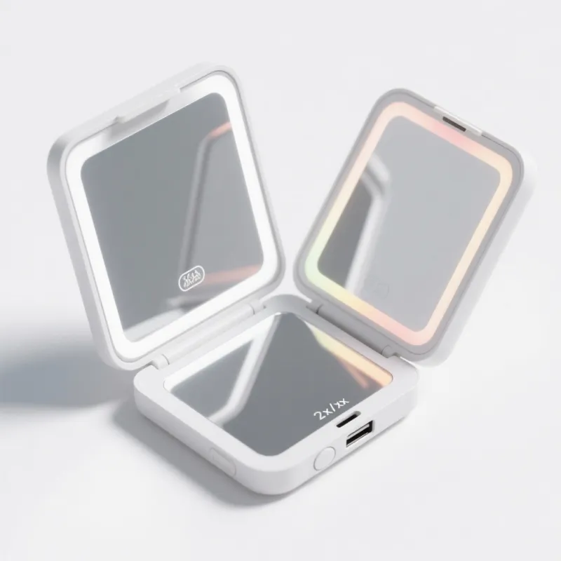 2X 3X magnifying tri-fold makeup mirror